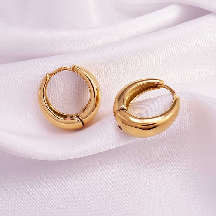 Bold gold hoop earrings